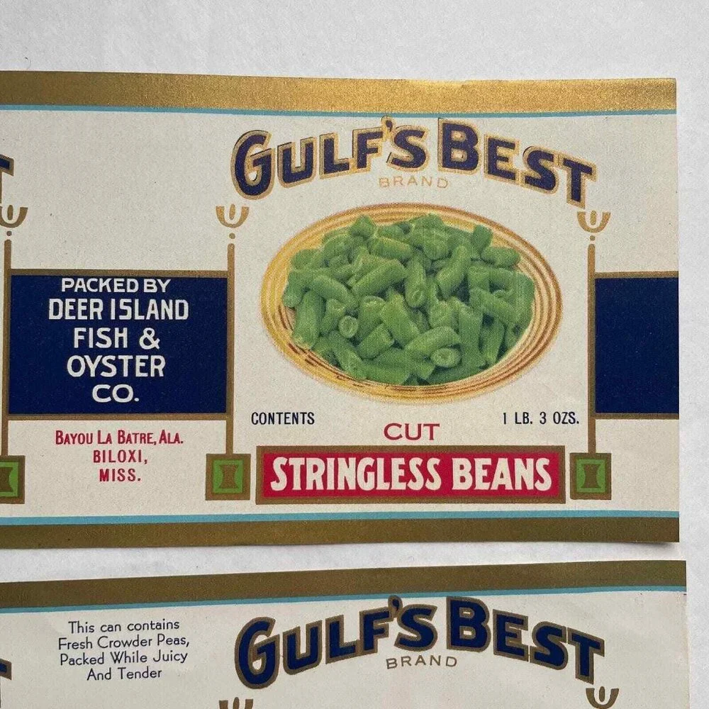 Gulf's Best Leading Lady Can Labels Lot of 4 Vintage Deer Island Packing‎ Co